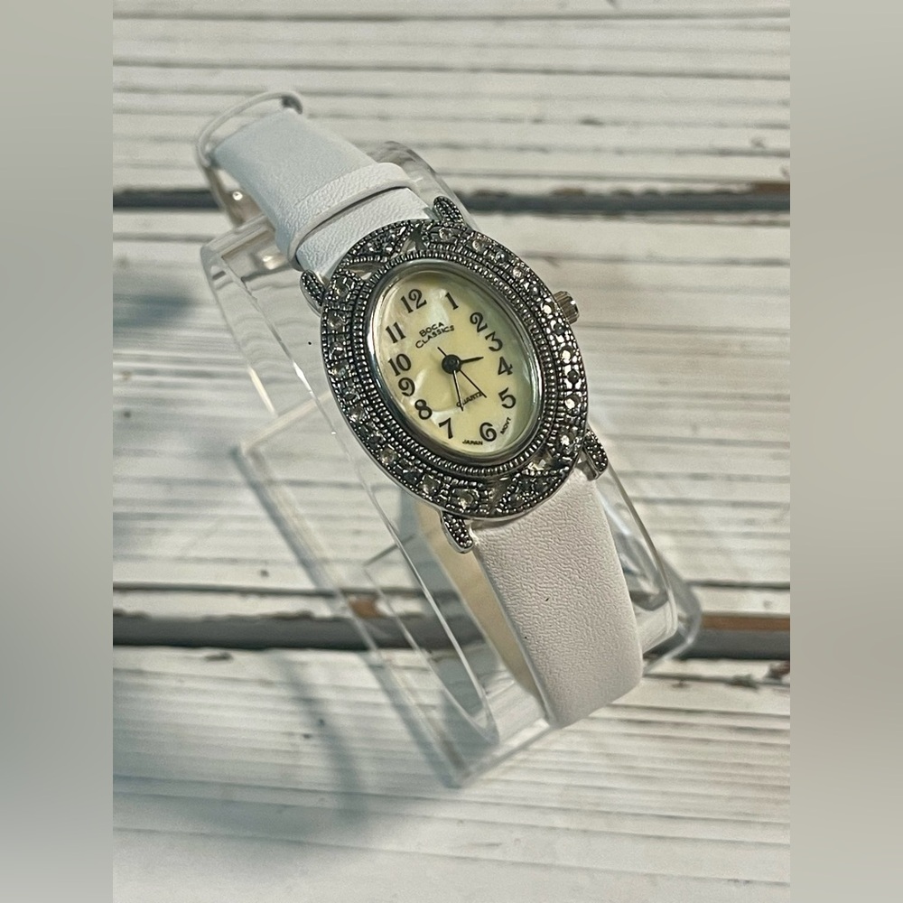 NEW BATTERY Vintage 90's Watch Boca‎ Classics Antique Victorian Mother Of Pearl